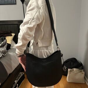 Henri Bendel West 57th Black Saffiano Leather Hobo Crossbody